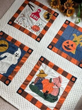Halloween Applique, Embroidery, and Patchwork Lap Quilt